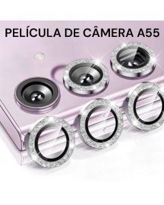 KIT (3 peças) Película câmera Diamante Para A55 Película protege lentes de celular com Strass Brilhante Brilho traseira